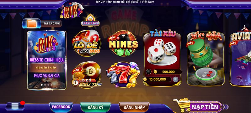 Cổng game tiếp theo lọt vào danh sách top 10 là RikVip