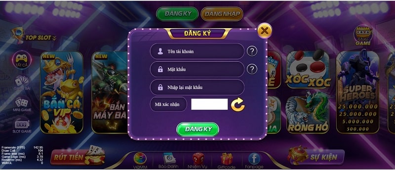 Các bạn cần đăng ký user để thực hiện giao dịch