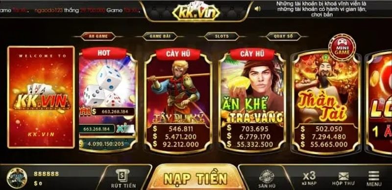Slot game tại cổng game KK Fan cực kỳ hấp dẫn, thu hút 