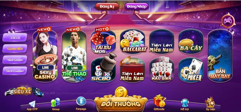 Game bài với đầy đủ các trò chơi