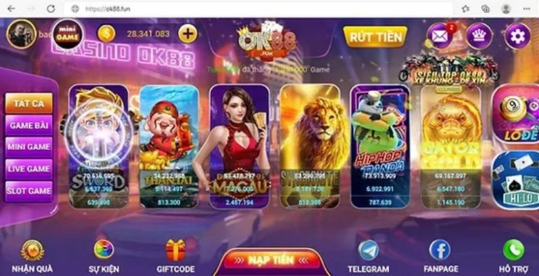 Những trò chơi hiện đang có tại cổng game OK88 Fun