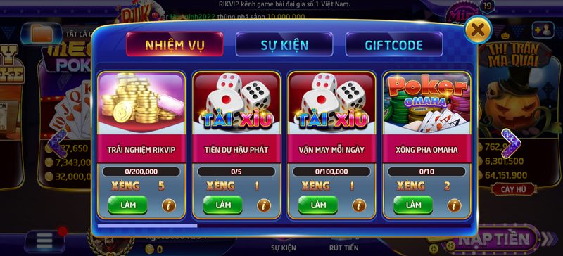 Khuyến mãi cực khủng chỉ có tại cổng game xanh chín Rik Vip