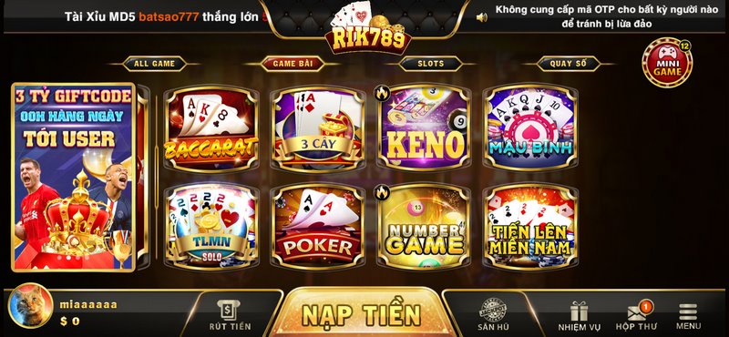 Game bài đổi thưởng Rik789 không chỉ đa dạng mà còn mới mẻ