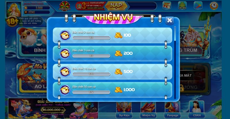 Anh em hãy hoàn thành nhiệm vụ để nhận xu về túi