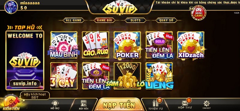 Game bài luôn thu hút lượng đặt cược khủng tại Suvip Club