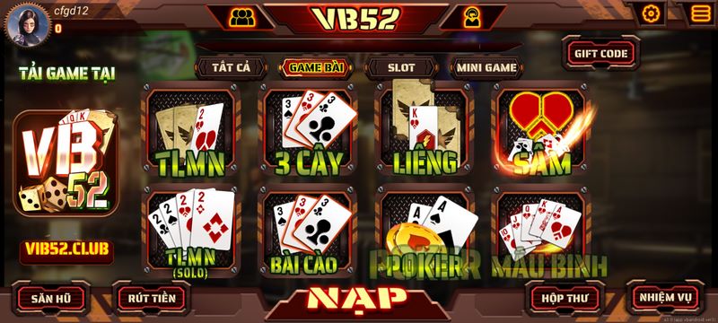 Game bài đổi thưởng tại VB 52 cực đa dạng