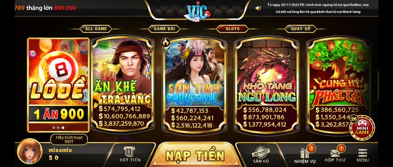 Slot game là sản phẩm luôn thuộc top ăn khách hàng đầu tại Vic Club