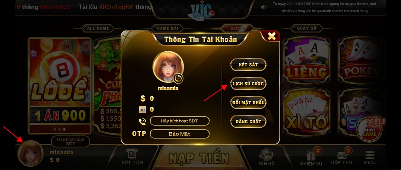Nếu bạn muốn kiểm soát vốn thì hãy mở xem lịch sử đặt cược