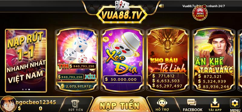 Hệ thống game Vua88 cực kỳ phong phú và độc đáo