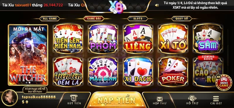 Game bài đổi thưởng X8 Club cho thấy sự đa dạng khác nhau