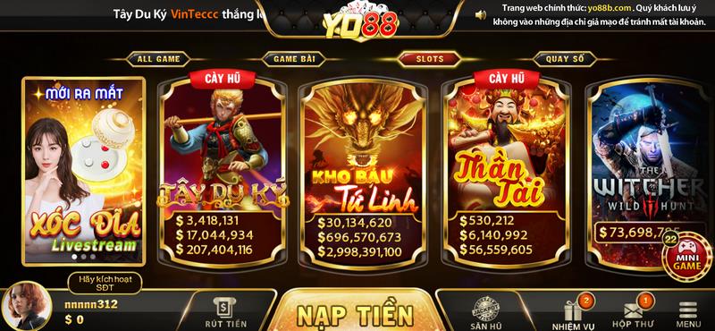 Game Slots là lợi thế của Yo88