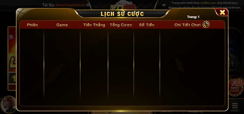 Cách xem cụ thể lịch sử cược tại cổng game cược Yo88 nhanh chóng