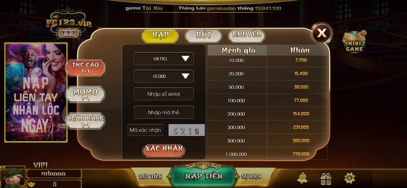 Nạp rút tiền cực nhanh chóng tại cổng game uy tín thị trường
