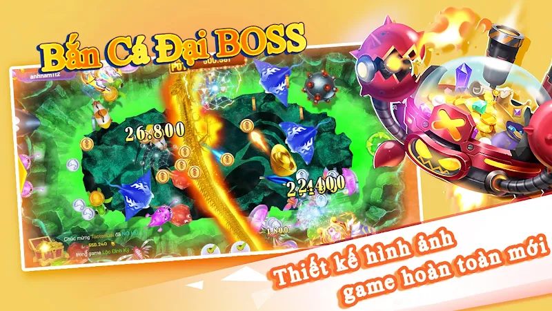 Bắn cá đại boss gây ấn tượng với giao diện hoàn mỹ