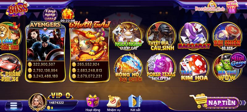Hệ thống game bom tấn chỉ có tại Boss Fun