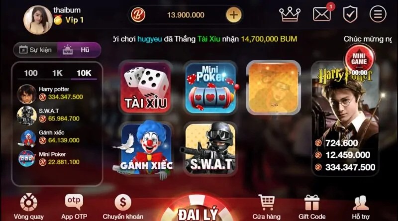 Những trò chơi siêu hot có tại Bumvip