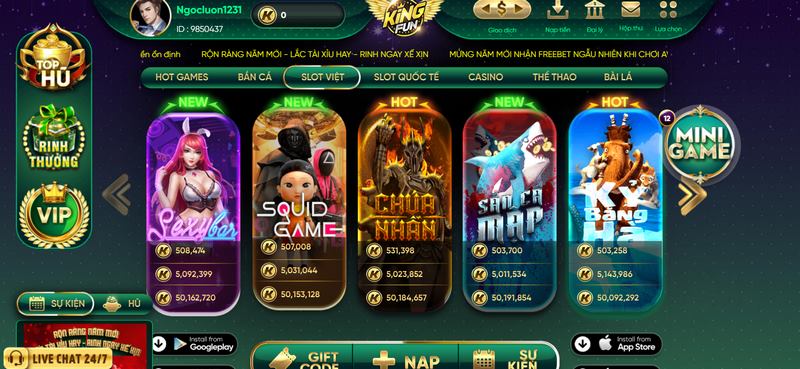 TOP những trò chơi tạo nên tên tuổi của sân chơi số một Châu Á KingFun