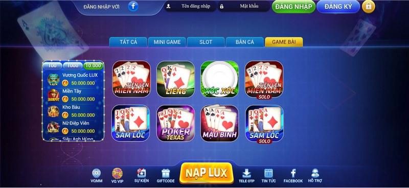 Game bài siêu kịch tính cùng cổng game Lux888