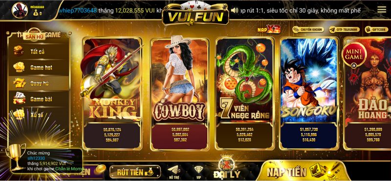 Tận hưởng game nổ hũ thưởng chất lượng