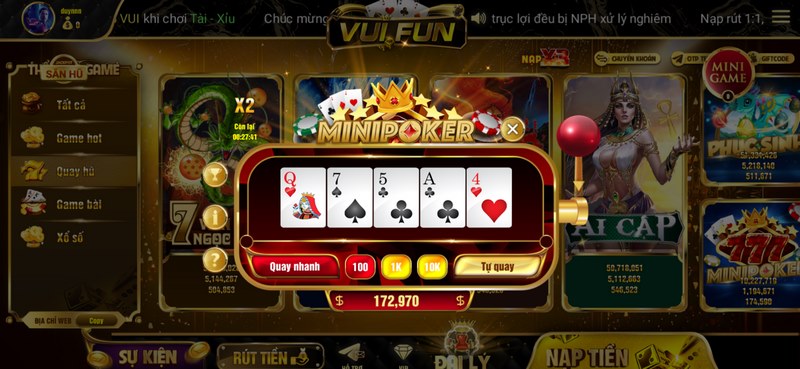 Mini game đa dạng cho bạn có nhiều lựa chọn