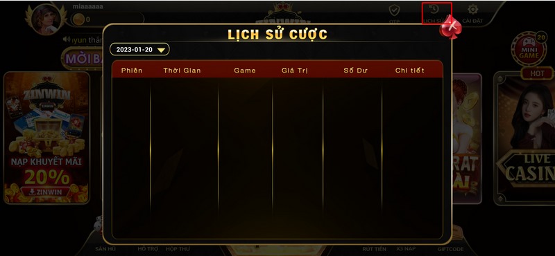 Dễ dàng kiểm tra lịch sử cược tại cổng game này