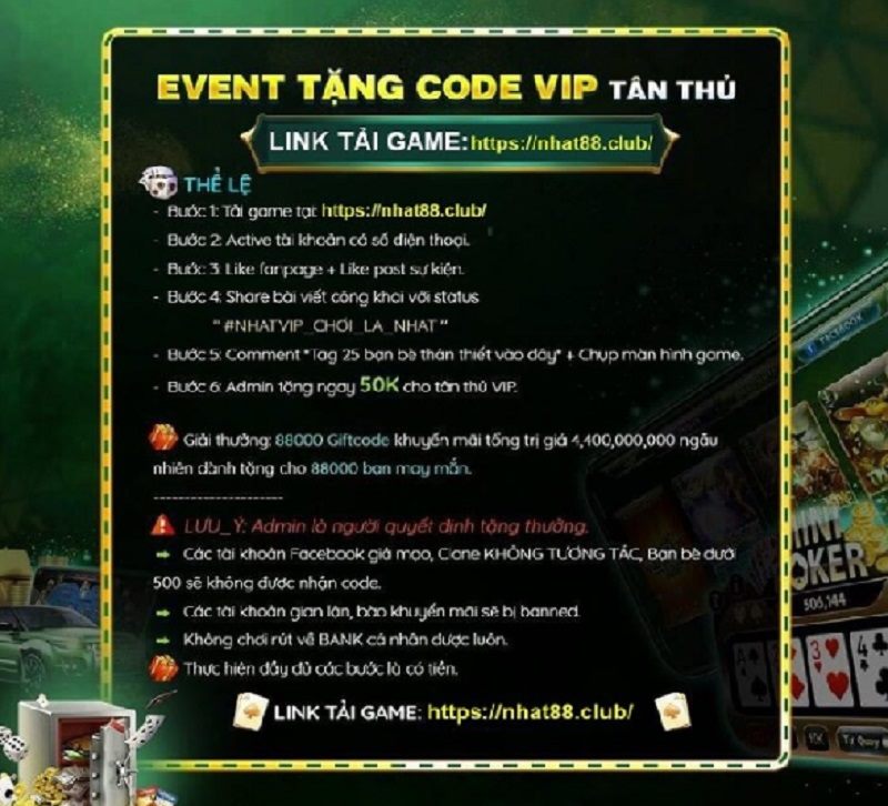Thông tin về chương trình Giftcode Nhatvip