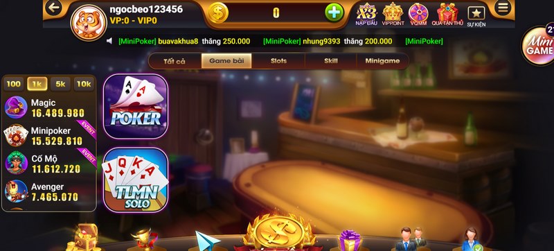 Chơi bài hấp dẫn với tỷ lệ ăn thưởng siêu cao
