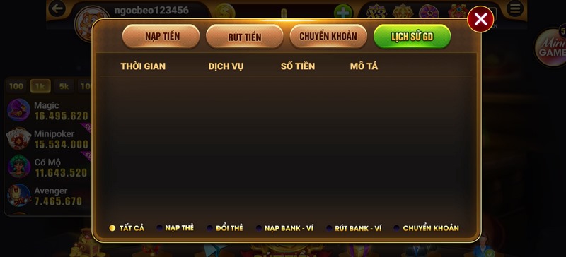 Xem lịch sử cược tại cổng game rất dễ dàng và đơn giản 