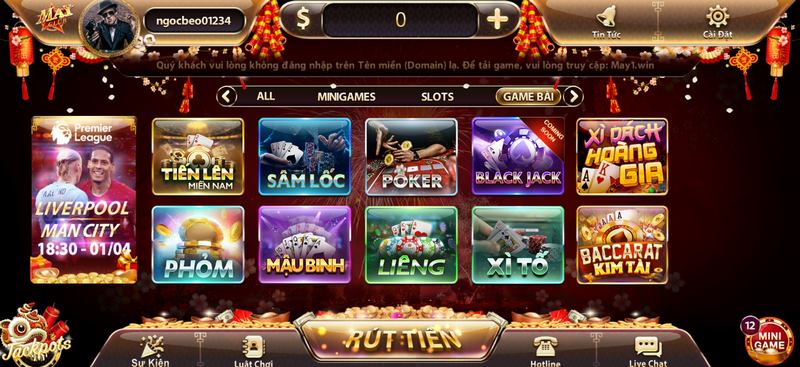 May Club cung cấp đa dạng danh mục trò chơi game bài đổi thưởng 