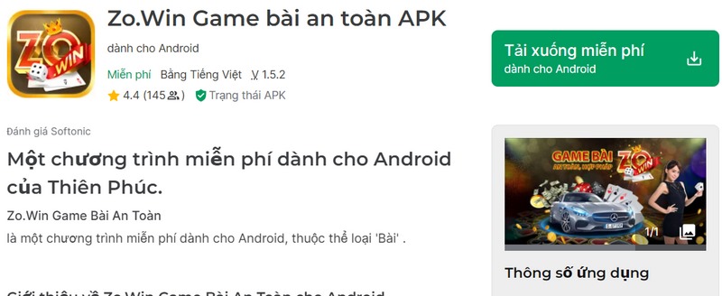Cổng trò chơi đang cung cấp khá nhiều phiên bản app