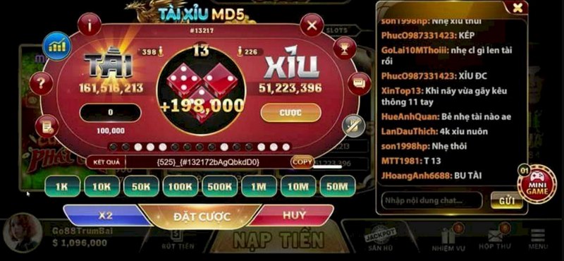 Game Tài Xỉu tại cổng game MD5 đảm bảo an toàn, minh bạch