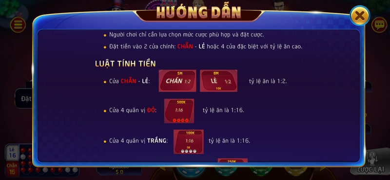 Tỷ lệ trả thưởng cho các cửa cược trong Xóc Đĩa như thế nào?