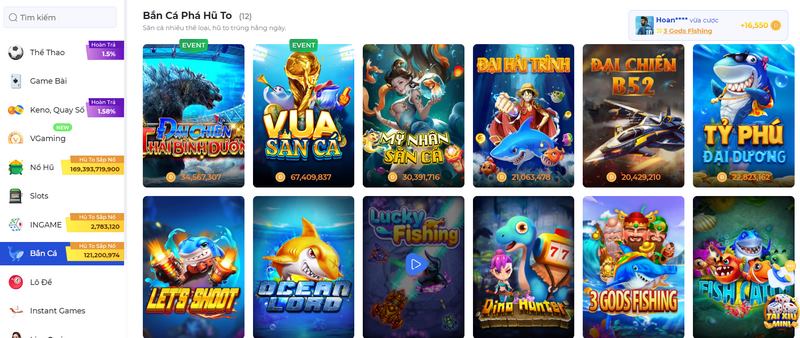 Bắn cá cập nhật thường xuyên các đầu game đang hot 