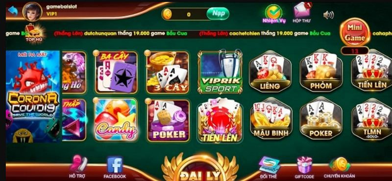 Game bài đổi thưởng với đầy đủ thể loại trò chơi ăn khách nhất