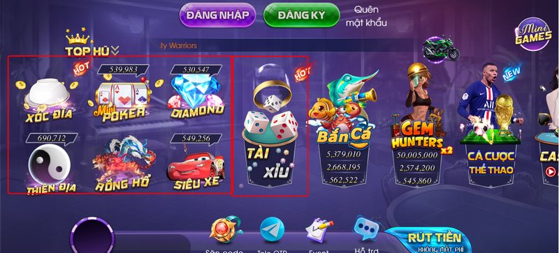 Mini game là sảnh chơi độc đáo cung cấp nhiều game hot