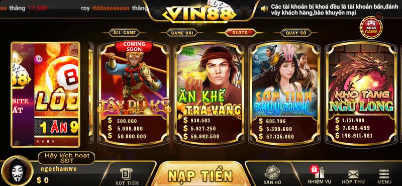 Sảnh chơi slots siêu ấn tượng cuốn hút nhiều anh em 